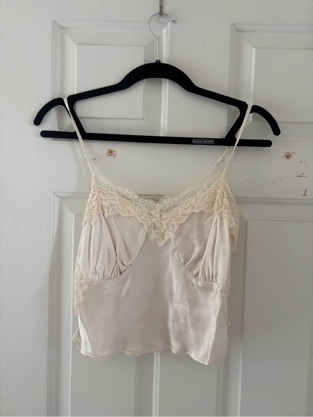 PacSun Cream Lace-Trim Satin Cami Tank